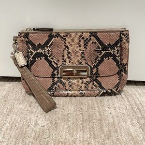 Authentic Coach snakeskin large clutch wristlet